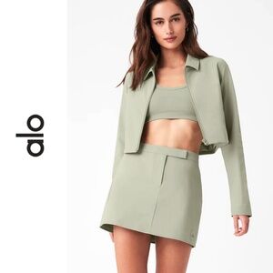 ALO | LIGHT GREEN HIGH SPEED MINI SKIRT IN LIMESTONE | XS